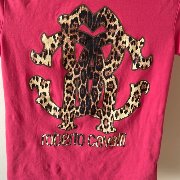 Roberto Cavalli red hot pink t shirt, size XS - Picture 2 of 7